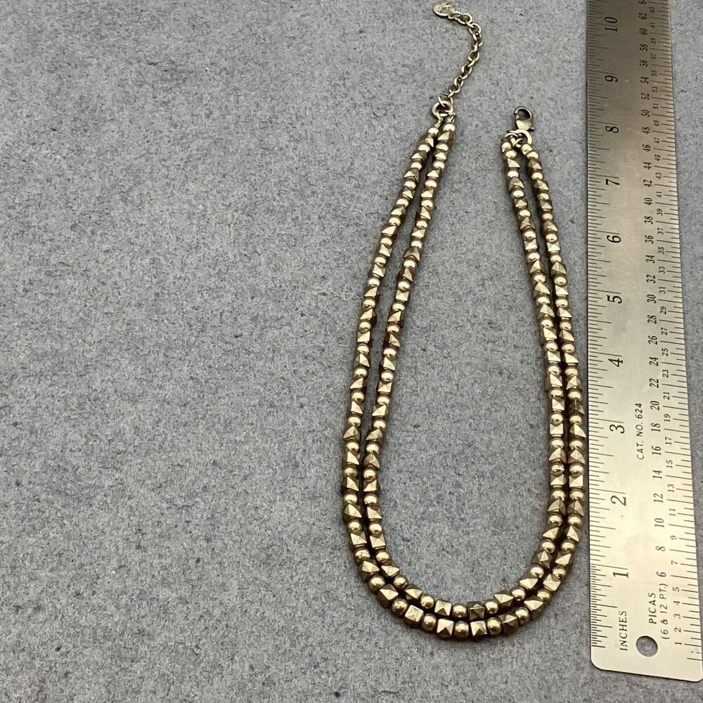 Moon C Paris Necklace Silver Dual Strand Geometric Beads Adjustable Chain BoHo - Picture 3 of 8